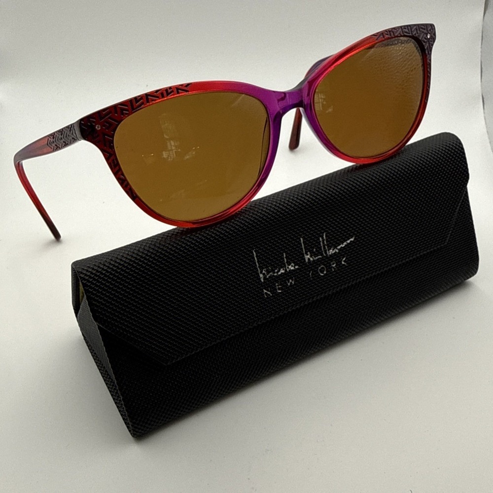 AUTHENTIC NICOLE MILLER "CALYER" Burgandy Sunglasses 55mm 17 140 & Travel Case - Picture 2 of 9
